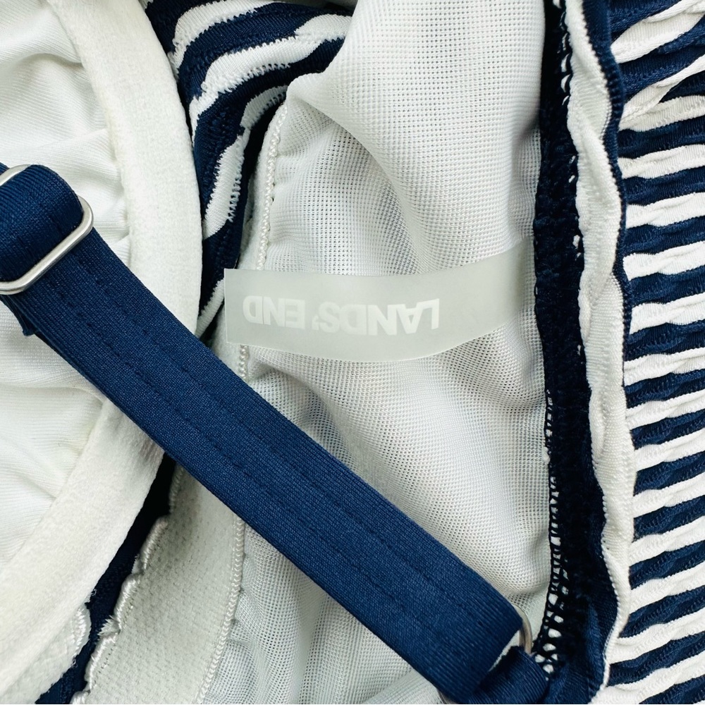 Lands’ End Navy White Striped Tankini Top Size 4 - Picture 7 of 8